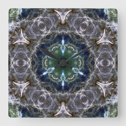 Folk Mandala Vierkante Klok (Voorkant)