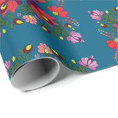 Folk Matyo Abstract Bloempatroon Cadeaupapier (Rol Hoek)