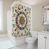 folk motieven indie symbool ornament decoratie fol douchegordijn (In situ)