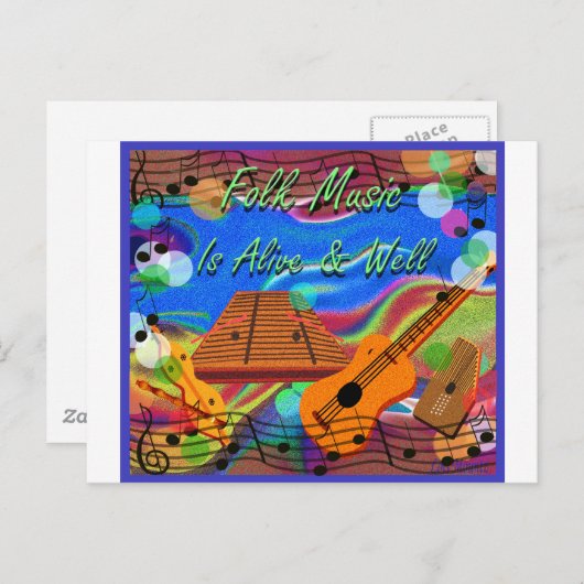 Folk Music is live en goed Briefkaart (Voorkant / Achterkant)