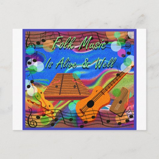 Folk Music is live en goed Briefkaart (Voorkant)