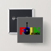 Folk Music Vierkante Button 5,1 Cm (Voorkant /achterkant)