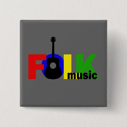Folk Music Vierkante Button 5,1 Cm (Voorkant)