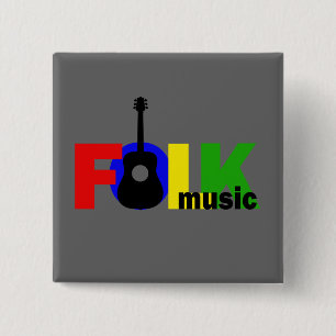 Folk Music Vierkante Button 5,1 Cm