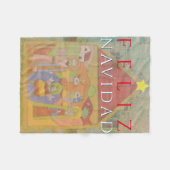 Folk Natitivity Scene "Feliz Navidad" Fleece Deken (Voorkant (Horizontaal))