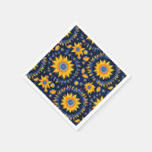 Folk navy gele zonnebloemen servet (Hoek)