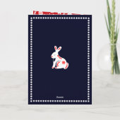 Folk Navy Red Kerstmis Bunny Floral Foto Feestdagen Kaart (Achterkant)