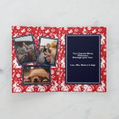 Folk Navy Red Kerstmis Bunny Floral Foto Feestdagen Kaart (Binnen)