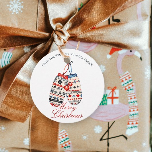 Folk Nordic Winter Mittens Vrolijk Kerstfeest Bedankjes Labels