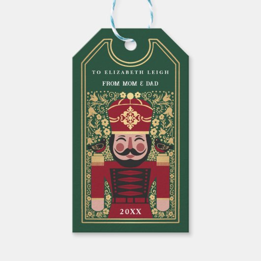 Folk Nutcracker Christmas Personalized Ornament Cadeaulabel (Voorkant)
