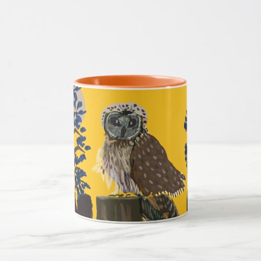 Folk owl on tree stump mok (Midden)