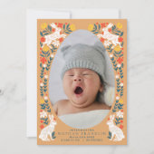 Folk Paasei Baby Foto Geboorte Aankondiging Kaart (Voorkant)