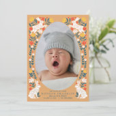 Folk Paasei Baby Foto Geboorte Aankondiging Kaart (Staand voorkant)