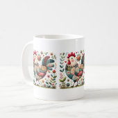 Folk Patchwork Haan met Bloemaccenten Koffiemok (Voorkant links)
