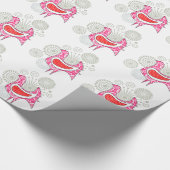Folk Pink Red Hen Boerderij rustieke kip Cadeaupapier (Hoek)