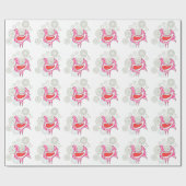 Folk Pink Red Hen Boerderij rustieke kip Cadeaupapier (Vlak)