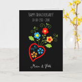 Folk portuguese bloei bruiloft kaart (Gele Bloem)