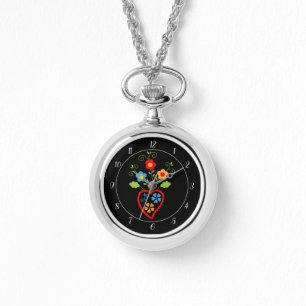 Folk portuguese bloeiend hart horloge