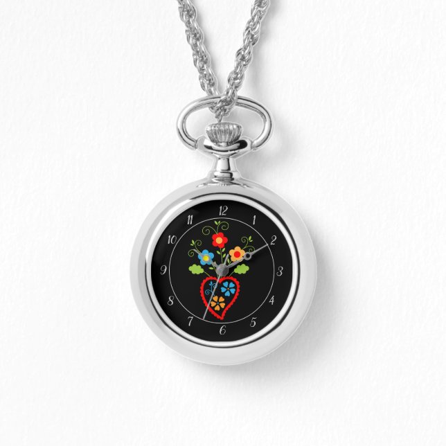 Folk portuguese bloeiend hart horloge (Voorkant)