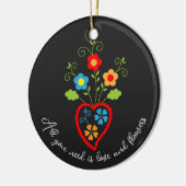 Folk portuguese bloeiend hart keramisch ornament (Links)
