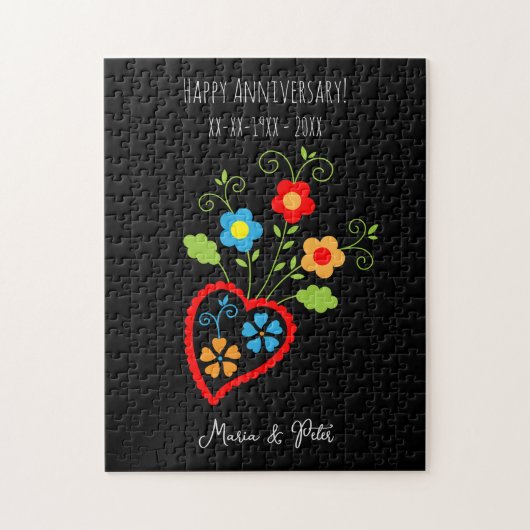 Folk portuguese bloeiend hart legpuzzel (Verticaal)