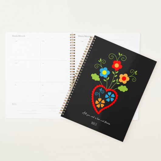 Folk portuguese bloeiend hart planner (Display)