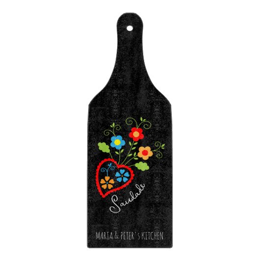 Folk portuguese bloeiend hart snijplank (Voorkant)