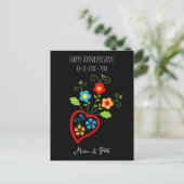 Folk portuguese blooming wedding anniversary briefkaart (Staand voorkant)