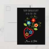 Folk portuguese blooming wedding anniversary briefkaart (Voorkant / Achterkant)