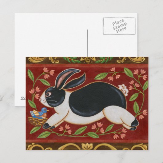 Folk Rabbit Briefkaart (Voorkant / Achterkant)