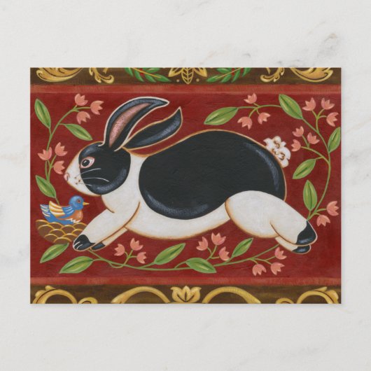 Folk Rabbit Briefkaart (Voorkant)