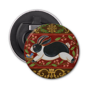 Folk Rabbit Button Flesopener