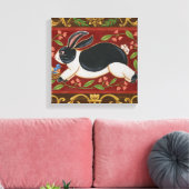 Folk Rabbit Canvas Afdruk (Insitu (Woonkamer))