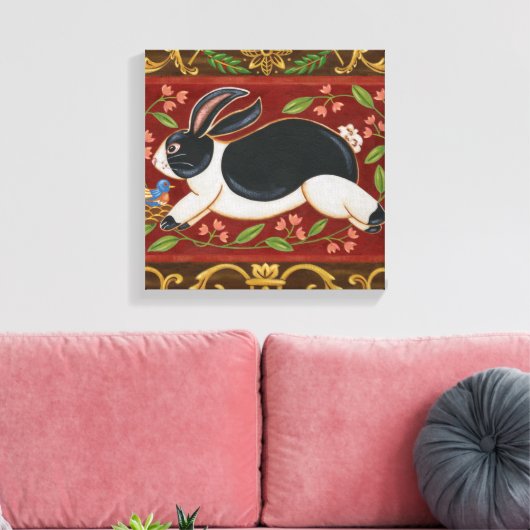 Folk Rabbit Canvas Afdruk (Insitu (Woonkamer))