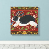 Folk Rabbit Canvas Afdruk (Insitu (Houten vloer))