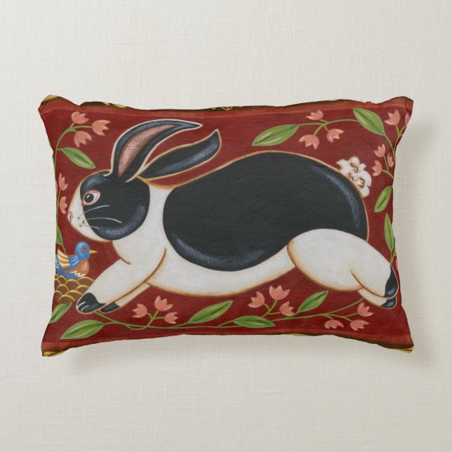 Folk Rabbit Decoratief Kussen (Voorkant)