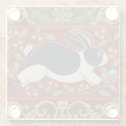 Folk Rabbit Glazen Onderzetter (Achterkant)