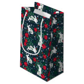 Folk Rabbit Kerstfeestdag Klein Cadeauzakje (Achterkant Gekanteld)