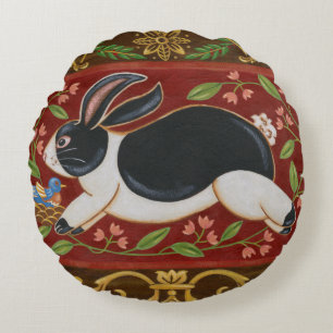 Folk Rabbit Rond Kussen