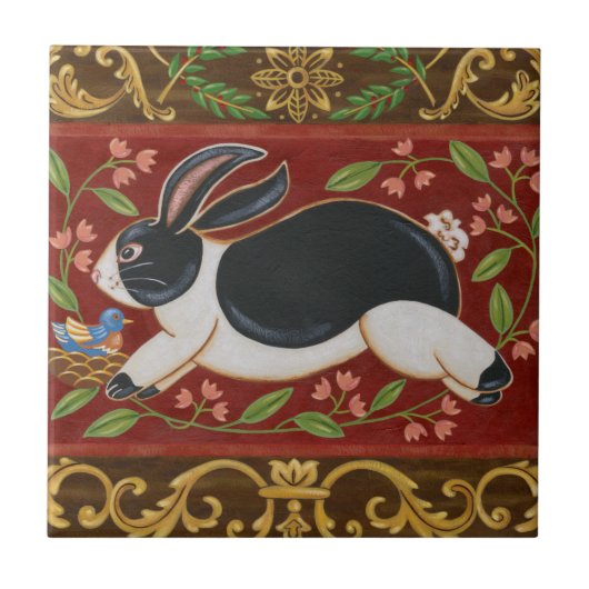 Folk Rabbit Tegeltje (Voorkant)