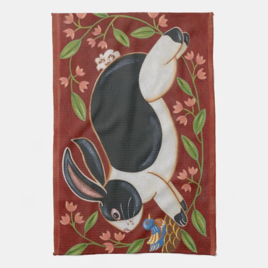 Folk Rabbit Theedoek (Verticaal)