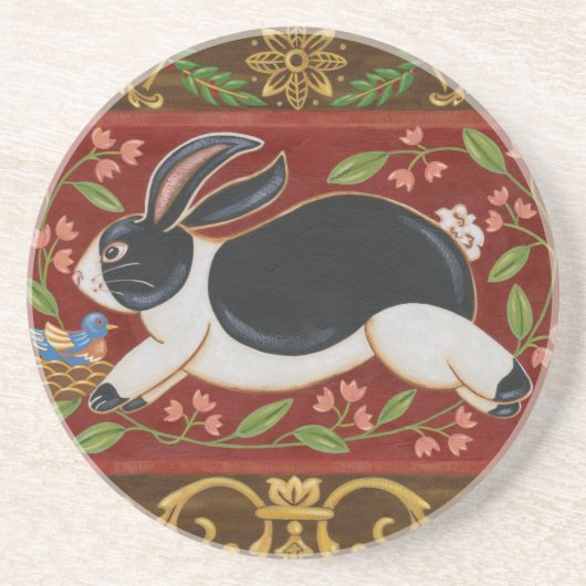 Folk Rabbit Zandsteen Onderzetter (Voorkant)