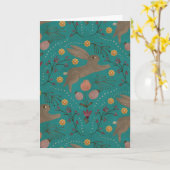 Folk Rabbits Kaart (Gele Bloem)