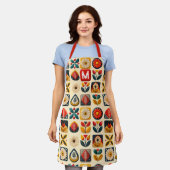 Folk Retro Bloemen Kleurrijk - gepersonaliseerd mo Schort (Gedragen)