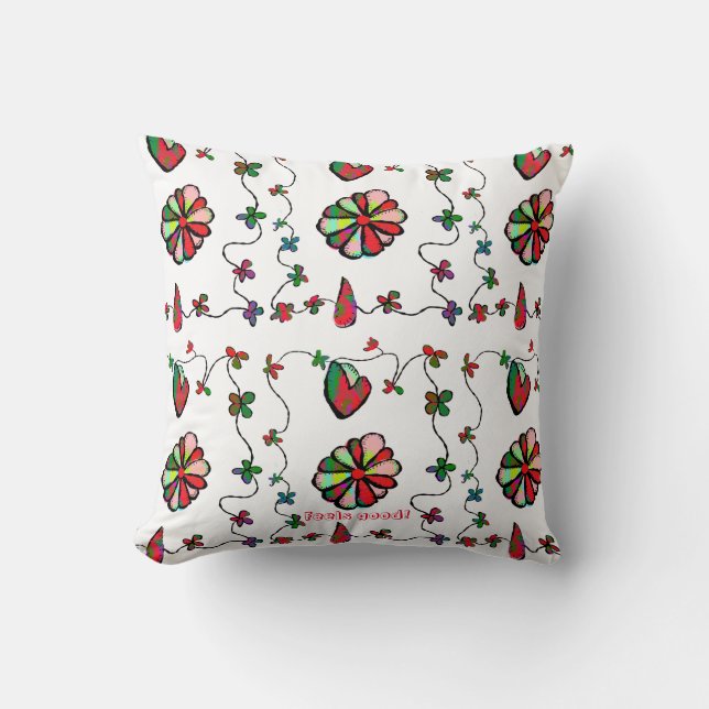 Folk Retro Quaint en Happy Art Kussen (Voorkant)