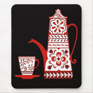 Folk, rode delft, koffie/thee pot en beker muismat