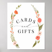 Folk Roze Bloemenkrans Kaarten en Geschenken Teken Poster (Voorkant)