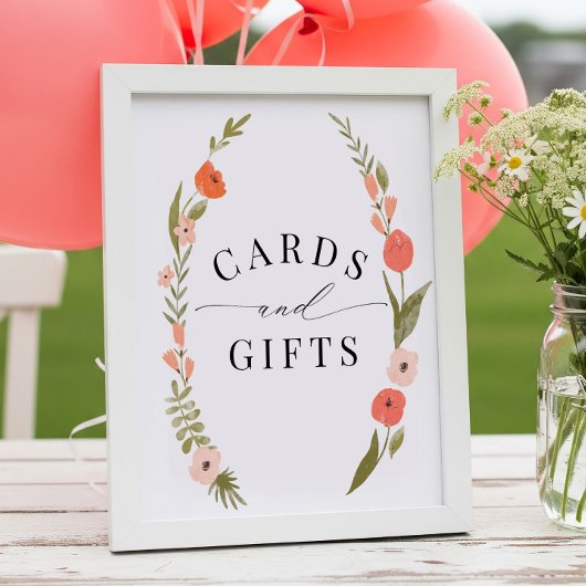 Folk Roze Bloemenkrans Kaarten en Geschenken Teken Poster