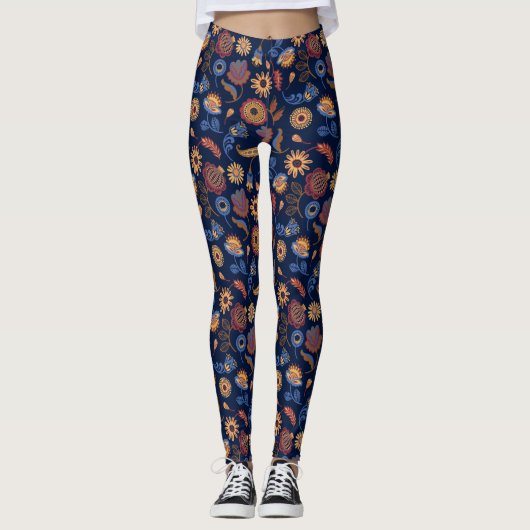Folk Rustic Floral Leggings (Voorkant)