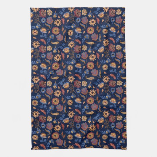 Folk Rustic Floral Theedoek (Verticaal)